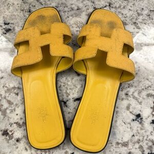 Hermes Vibrant Yellow Slide Sandals